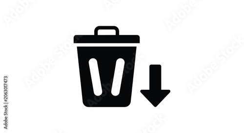 Photos Black trash bin icon with downward arrow