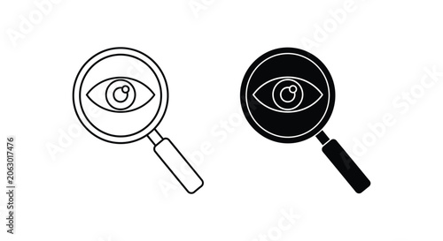 Magnifying glass with eye icon illustration
