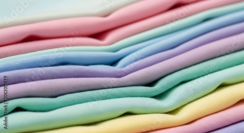 Soft pastel colored fabric stack layers.