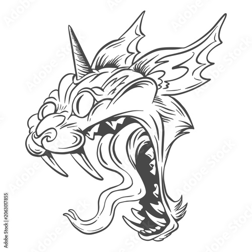 Photos Halloween growling monster line art character