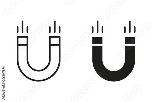Magnet icon set in black, suitable for graphic projects and designs new