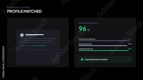 Automated resume review interface with profile matching percentage