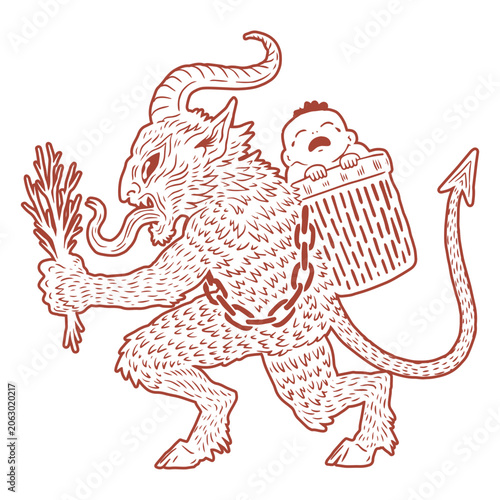 Canvastavla Demon kidnapping a baby