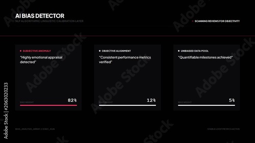 Artificial intelligence bias detector interface on black background