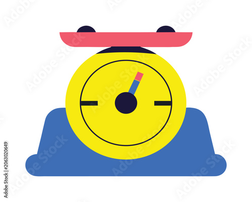Kitchen scale illustration with cooking weight measurement dial symbol