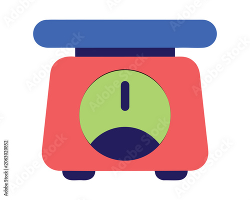 Kitchen scale illustration with food weight measurement dial symbol