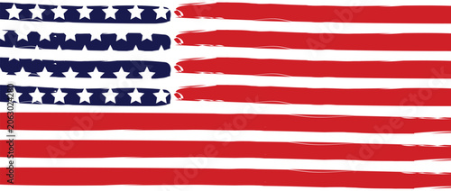 Abstract american flag design with brush stroke texture and stylized stars