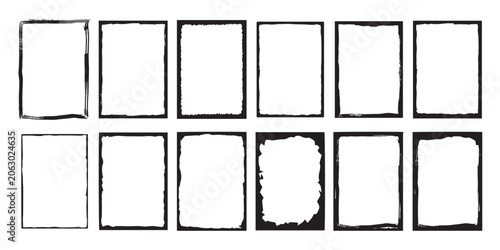 Collection of rectangular frames with various grunge, distressed, and vintage textures, isolated on a white background.