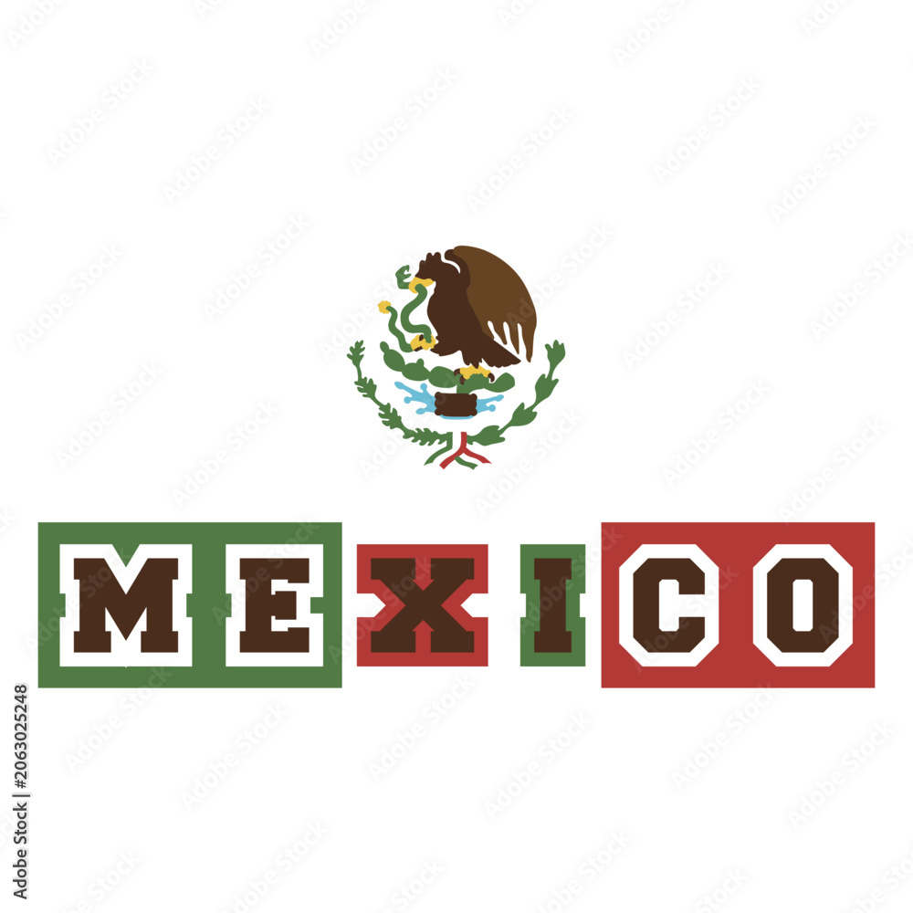 Obraz premium Mexico's name written on a national emblem