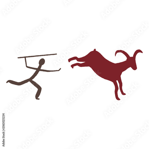 Εκτύπωση καμβά Cave painting depicting hunter practices