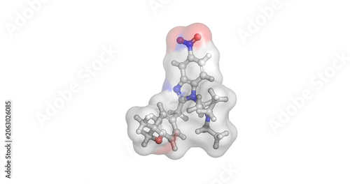 Billede på lærred Protonitazene, synthetic opioid for forensic and toxicological research, 3D mole
