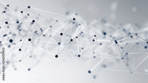 Minimal geometric network of triangles and dots on white background, elegant tech backdrop for presentations, medical research
