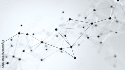 Minimal geometric network of triangles and dots on white background, elegant tech backdrop for presentations, medical research
