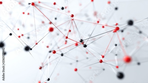 Minimal geometric network of triangles and dots on white background, elegant tech backdrop for presentations, medical research
