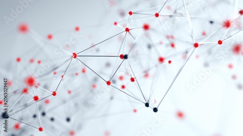 Minimal geometric network of triangles and dots on white background, elegant tech backdrop for presentations, medical research
