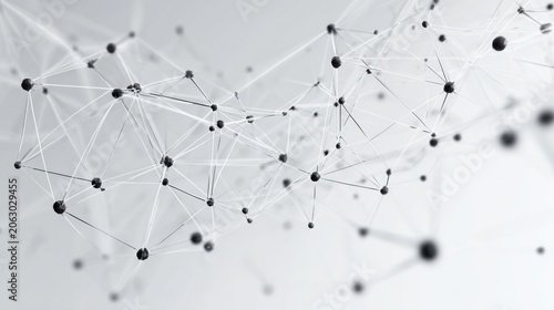 Minimal geometric network of triangles and dots on white background, elegant tech backdrop for presentations, medical research
