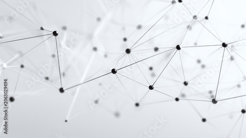 Minimal geometric network of triangles and dots on white background, elegant tech backdrop for presentations, medical research
