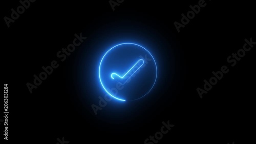 Futuristic Neon Check mark Validation Loading Loop Video for Tech Interface Design