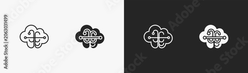 Photos Set of networking icon in black and white collection