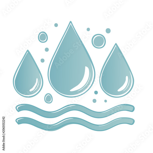 Flat Design Water Droplet and Wave Icon