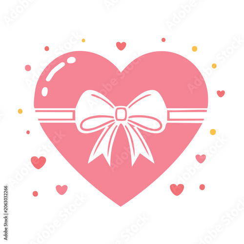 Pink heart with ribbon and sparkle vector