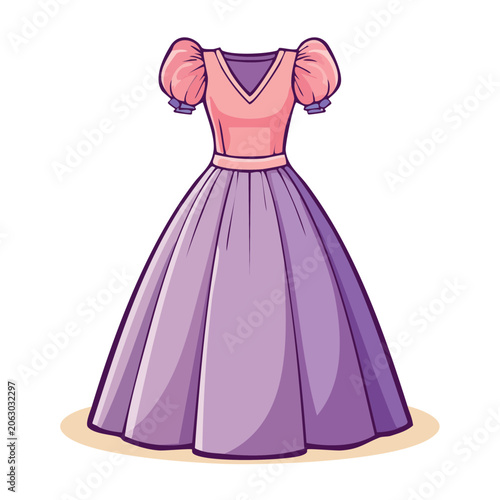 Purple dress flat design vector illustration