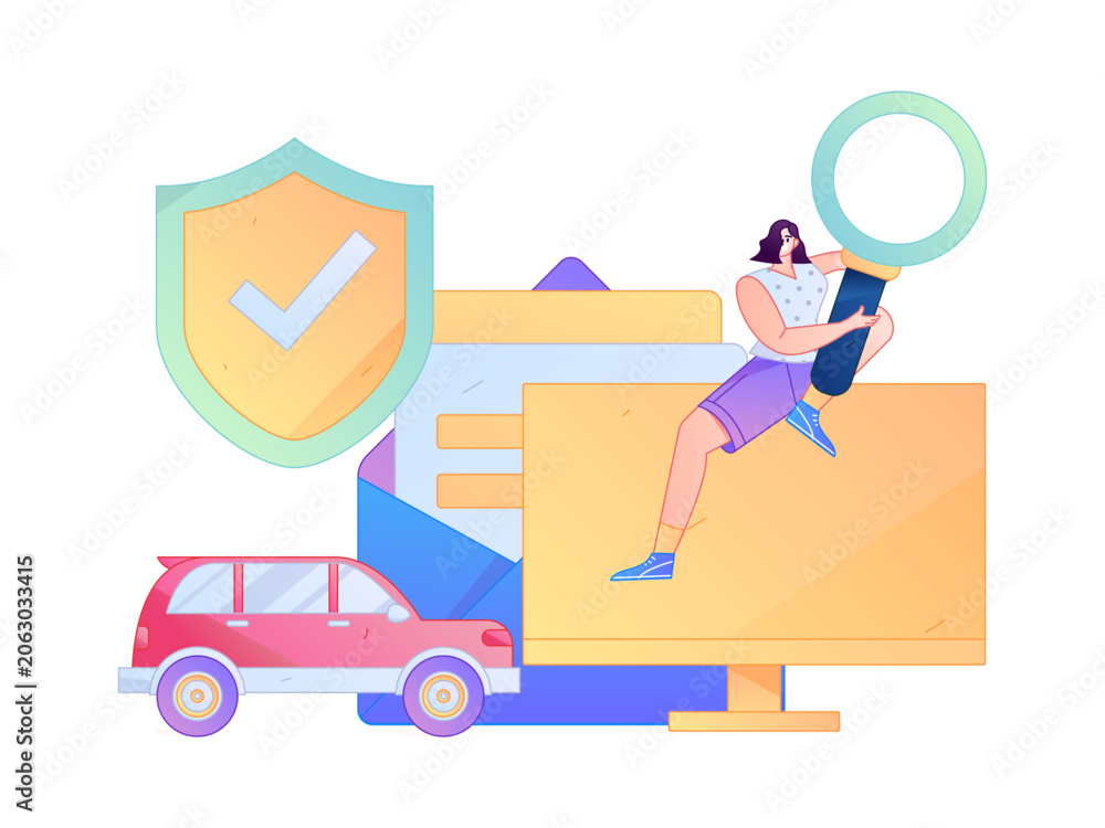 Obraz premium Buy insurance for car flat character vector concept operation illustration 