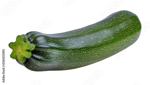 Fotografía Green zucchini with speckled skin and star-shaped stem