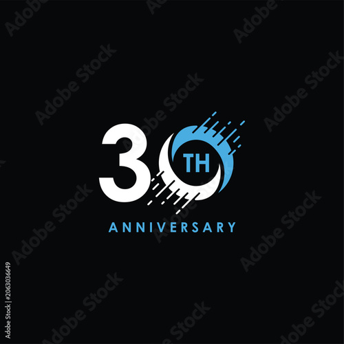 Number 30 Anniversary years for birthday celebrating holiday logo design