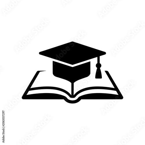 Картината върху платно Graduation cap, diploma, and globe icon representing academic achievement, education, certification, global learning, and international knowledge