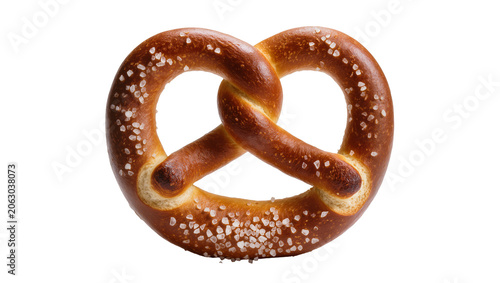 Foto Golden brown pretzel with coarse salt crystals