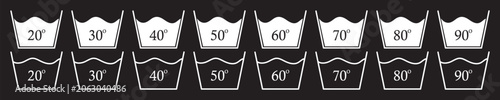 Valokuva Washing Machine Care Symbols with Basket Fill Levels Vector Collection