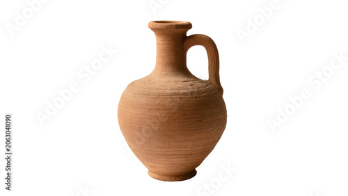 Foto Ancient terracotta amphora with handle and narrow neck