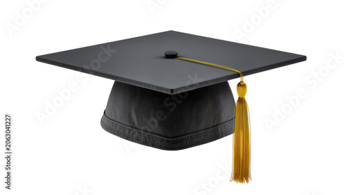 Cuadro en lienzo Black graduation cap with gold tassel