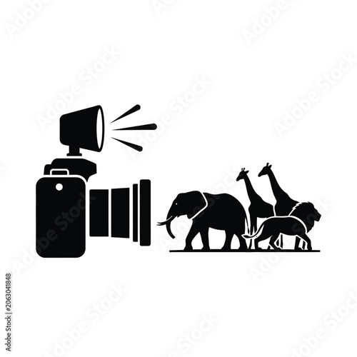 Canvas Print Camera Photographing African Wild Animals Silhouette.