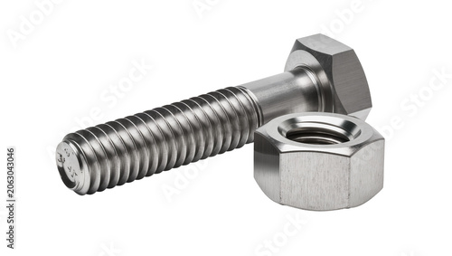 Tableau sur toile Hexagonal bolt and nut made of brushed metal