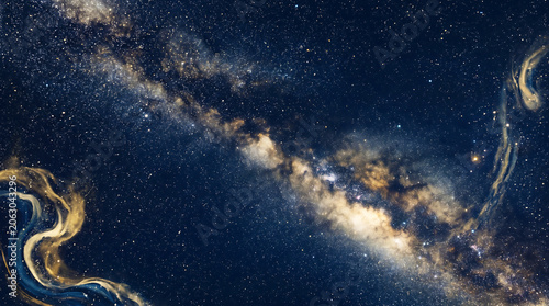 Glowing galaxy with stars and nebula in deep space