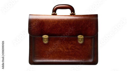 Quadro su tela Brown leather briefcase with brass clasps and handle