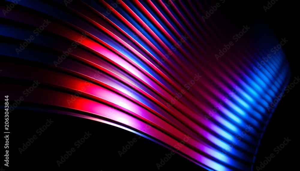 Fototapeta premium Vibrant multicolored lines curve across dark background in abstract tech scene