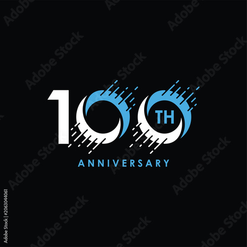 Number 100 Anniversary years for birthday celebrating holiday logo design