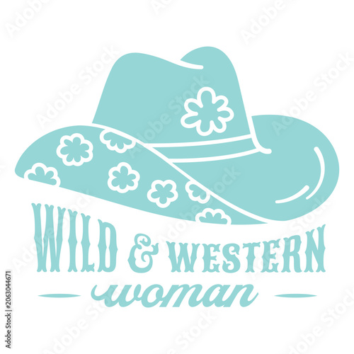 Εκτύπωση καμβά Cute wild and western woman hat design