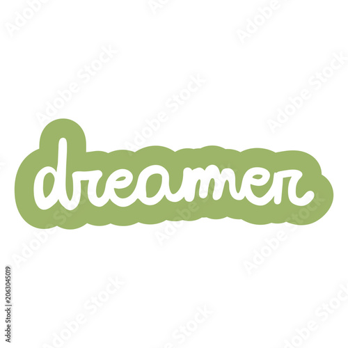 Quadro em tela The word dreamer written in green