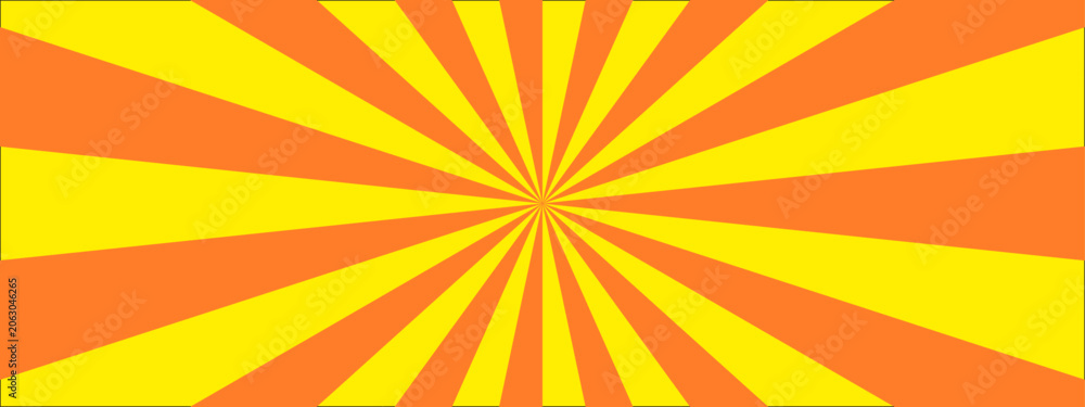Fototapeta premium Sun ray vector background radial sunrise or sunset light retro design. Colorful sun rays sunburst pattern background. Minimal sunrise radiate striped geometric circus light Colorful sun rays sunburst 