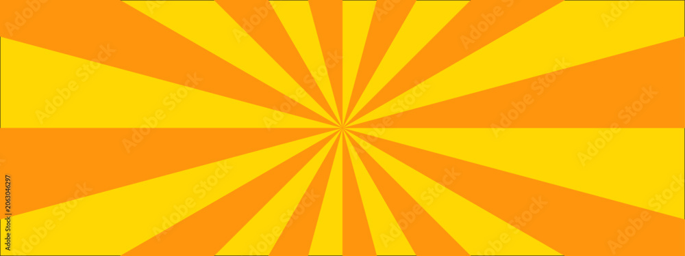 Fototapeta premium Sun ray vector background radial sunrise or sunset light retro design. Colorful sun rays sunburst pattern background. Minimal sunrise radiate striped geometric circus light Colorful sun rays sunburst 