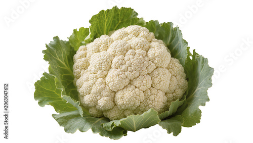 Konstfotografi Fresh cauliflower with green leaves