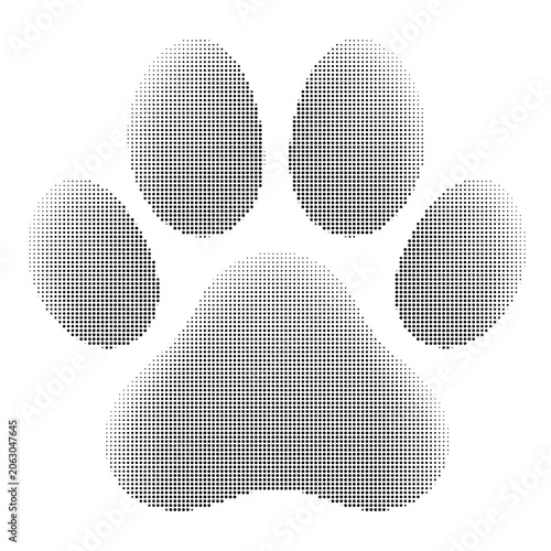 Dog Paw and Dog Footprint Halftone Design Vector Illustration
