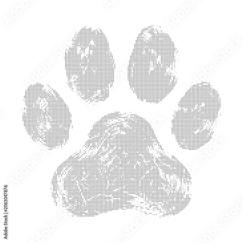 Dog Paw and Dog Footprint Halftone Design Vector Illustration