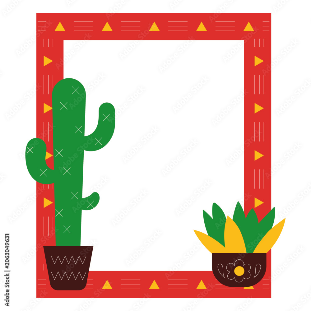 Fototapeta premium Cactus and plant in flower pot