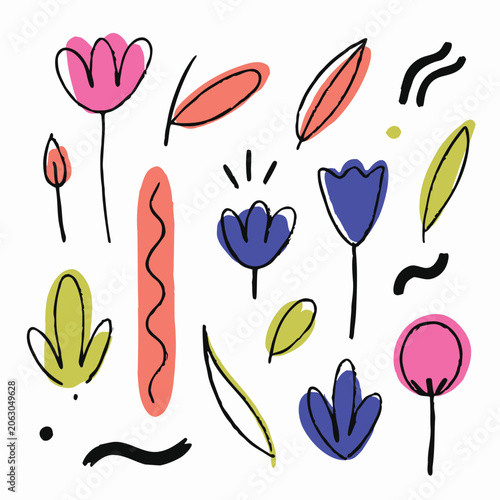 Minimalist Floral and Leaf Illustrations