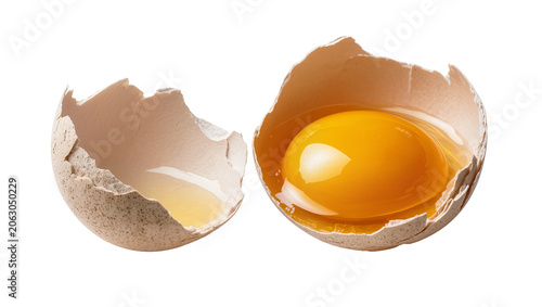 Картината върху платно Broken egg with bright yellow yolk and clear albumen